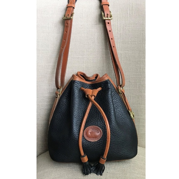 Dooney & Bourke Black and Tan Shoulder Bag - bucket bag - Picture 1 of 11